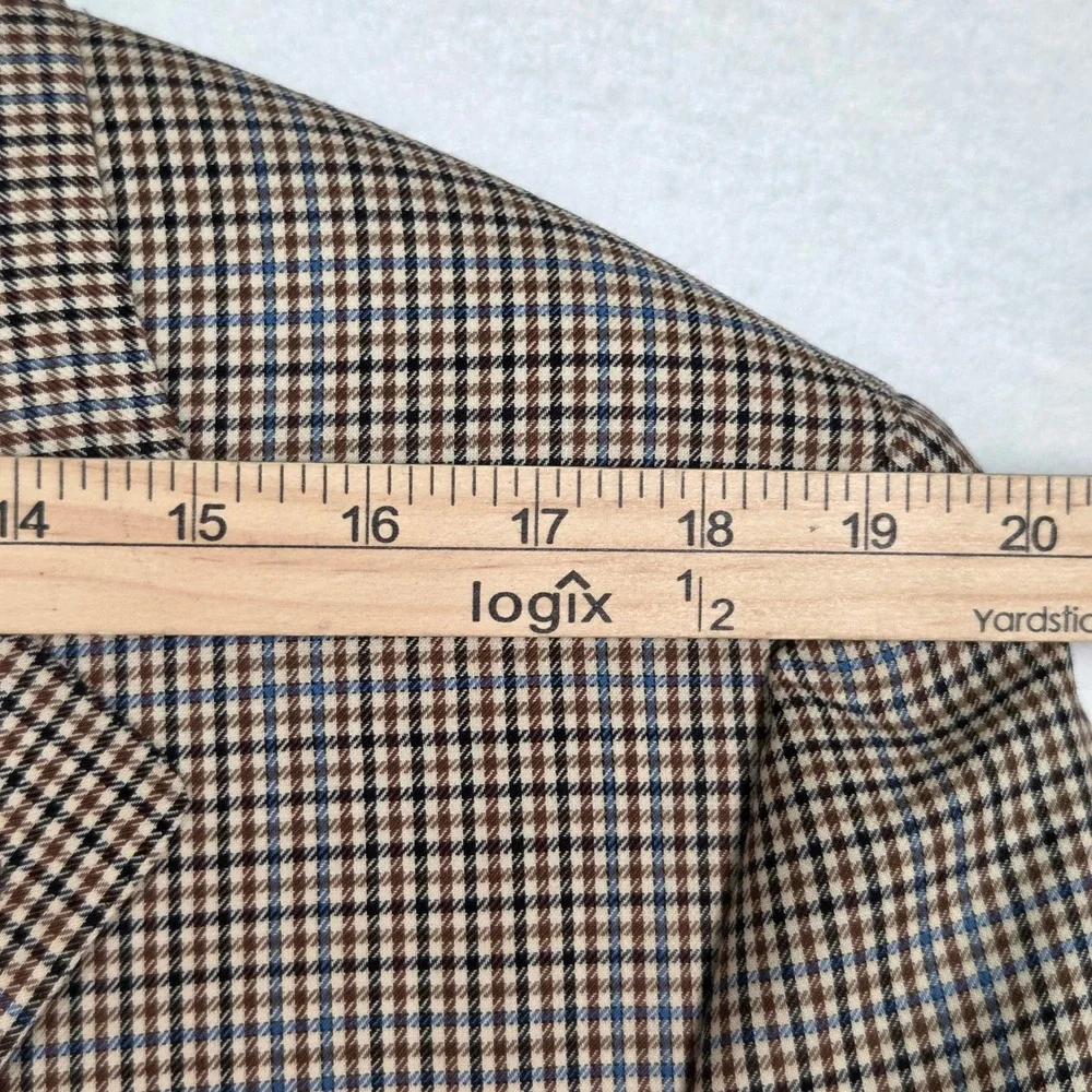 Canali Proposta Blazer Mens 42 L Brown Blue Houndstooth Wool Sport Coat Italy